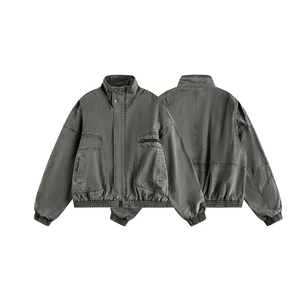 2025 Ladies High Street Blank Retro Vintage Work <strong>Jacket</strong> 100% Cotton Washed Zip up Heavy Canvas <strong>Chore</strong> <strong>Jacket</strong> - Product Image 5