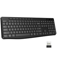 Teclado Inalámbrico Multidispositivo OEM ODM 2.4G, Teclado de PC de Tamaño Completo Dual con 8 Teclas Multimedia, Compatible con PC y Laptop