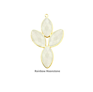 ขั้วต่อชุบทอง18K แบบ DIY 43X22มม. เครื่องรางอัญมณีธรรมชาติสีขาวฟ้าชมพูเขียวเงินรูปทรงดอกไม้ทำเครื่องประดับ - Product Image 6