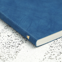 Carnet en cuir PU suédé bleu avec logo personnalisé, entièrement personnalisable, estampé à chaud or, journal professionnel à grille