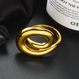 Fashion Trendy 18K Gold Plated Stainless Steel Wedding Bands or <b>Rings</b> for Women - Product Image 3