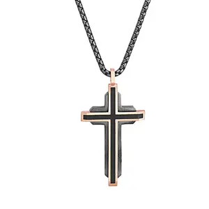 Yiwu Meise Rose Gold and Gunmetal Plated Stainless Steel Two-Tone Fancy Cross Necklace Chain