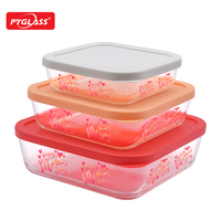 Boîte de conservation alimentaire en verre borosilicate Pyglass avec décalcomanie spéciale Fête des Mères, récipient alimentaire compatible micro-ondes