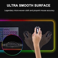 Tigerwings Grand tapis de souris de jeu RVB Lumière LED Surface lisse Anti-usure Bord cousu Base en caoutchouc antidérapante Caractéristique sans fil