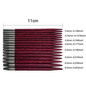 Ensemble de 8 aiguilles à tricoter circulaires interchangeables en <span class=keywords><strong>acajou</strong></span> avec étui zippé pour travaux manuels de tricot de pulls - Product Image 2