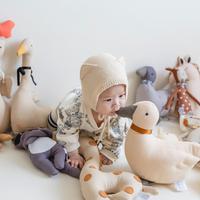 Mainan Kain Bayi yang Dapat Digigit, Boneka Jerapah Singa Beruang dari Katun Organik, Boneka Hewan Plush yang Aman untuk Gigi untuk Hadiah Bayi Baru Lahir.