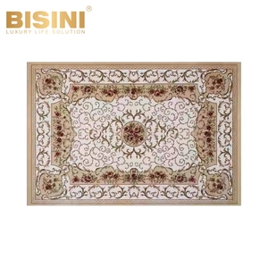 Alfombra de área rosa con flores estampadas de estilo europeo, Alfombra de mezcla de lana de pila alta para habitación de niñas, rectángulo tejido resistente al deslizamiento - Product Image 1