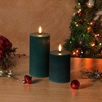 Ensemble de 4 bougies LED à flamme vacillante 3D en cire de paraffine à piles, décoratives pour la maison, vertes, en forme de pilier, de la marque Matti