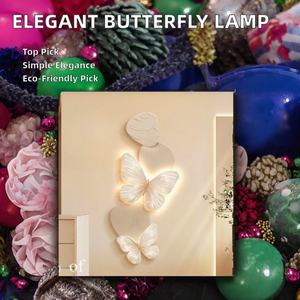 Lámpara de Pared Moderna Color Crema con Diseño de Mariposa, Elegante, de Alta Gama, Textura de Arenisca Vertical 3D, Estilo Art Deco, para Colgar en la Pared, Decoración de Cumpleaños - Product Image 3