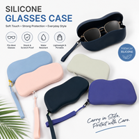 Pochette de rangement pour lunettes en silicone avec logo personnalisé, avec cordon, antichoc, étanche, fermeture éclair, pour lunettes de soleil, usage quotidien, voyage