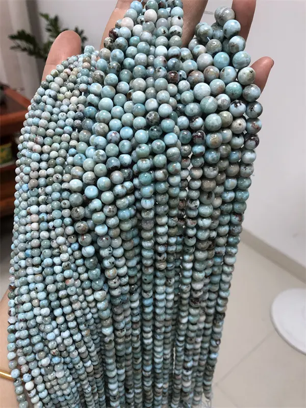 Dongguan Aita Natural Larimar AB Loose round Stone Beads 4mm 6mm 8mm Strands Small MOQ for Bracelet Jewelry DIY