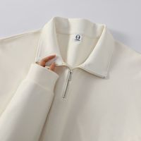 Sweat-shirt décontracté à col rabattu et demi-zip, uni, brodé, pour vêtements de travail, personnalisable avec logo imprimé, en polyester