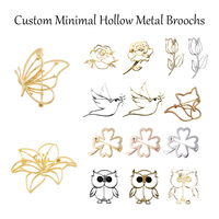 Broche Minimalista de Metal Hueco con Forma de Línea, Animal y Flor, Pin de Solapa, Accesorio de Moda para Traje y Abrigo, Adorno de Aleación Personalizado