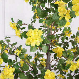 Qihao 5,7 pieds Arbre artificiel à fleurs jaunes en pot, Plante artificielle d'amandes vertes, Faux arbre à fleurs d'abricot pour la décoration intérieure et extérieure - Product Image 4