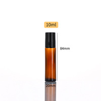 Flacons à bille d'huile essentielle de 10 ml avec bille en acier inoxydable, rechargeables, étanches, vides, en verre ambré épais