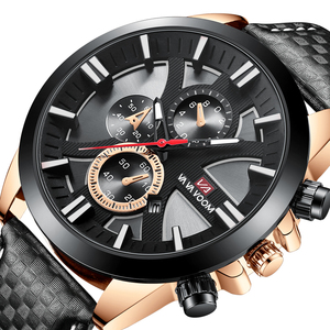 Montre chronographe sport pour homme, boîtier en fibre de carbone, bracelet en cuir, montre-bracelet avec date pour homme - Product Image 6