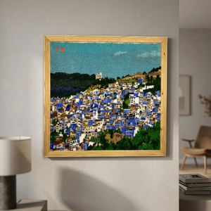 Tapiz de Pared Ligero Bordado a Mano con Lana, Forma Rectangular, Escena de Pueblo Marroquí, Decoración para el Hogar, Obra de Arte - Product Image 2