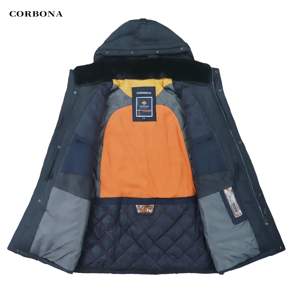 CORBONA, recién llegado, abrigo largo de invierno para hombre, cuello completo Real, de gran tamaño, informal de negocios, Parka gruesa de algodón de alta calidad para hombre