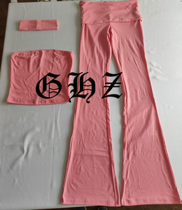 Nuovi Arrivi: Completo Donna Personalizzato in Cotone con <span class=keywords><strong>Bolero</strong></span>, Top Corto e Pantaloni a Zampa Pieghevoli - <span class=keywords><strong>Abbigliamento</strong></span> Femminile - Product Image 2