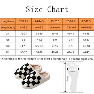 <b>Women's</b> Indoor Warm White Black Checkered Lattice <b>Slippers</b> Winter Thermal PVC Lining with Plush Insole Fur Style Bedroom Couples - Product Image 6