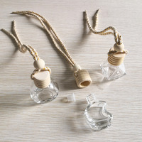 QY Botella de Perfume de Vidrio Transparente de 8 ml con Tapa de Madera, Difusor de Aromas para Coche, Botellas de Vidrio Colgantes para Difusor