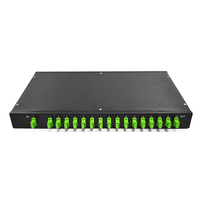 Splitter PLC Serat Optik 1U 19" 1x16/1x32 Panel Patch Rak untuk Pemasangan di Rak Konektor SC/APC 1260-1650nm FTTH DYS