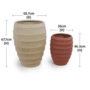 American Style Ceramic Eco-Friendly Durable Flower Pot Planter Ribbed Texture Beige Terracotta for Indoor/Outdoor <b>Gardening</b> Home - Product Image 2