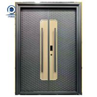 Puerta de Entrada Moderna de Acero Inoxidable con Cerradura Inteligente para Casas de Lujo, Uso en Exteriores y Salas de Estar