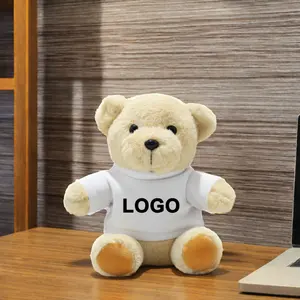 Company School Hospital Activity Souvenirs Add Logo 30CM Plush Teddy Bear With T-shirt LOGO Teddy Bear