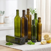 Bouteilles d'huile d'olive vides en gros 250 ml en verre mat rond, contenants alimentaires avec bouchon compte-gouttes, pot à huile et diffuseur à bâtonnets
