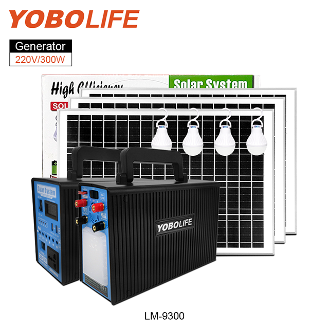 Yobolife 300W Portable Solar Home Generator Camping 12V Mobile Charge Solar Energy Kit 220V AC Load Power Supply Solar DC System