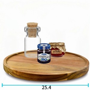 <b>Wooden</b> Round Tray With Two Tiers <b>Varnish</b> Walnut Kitchen Storage Desktop Organizer - Product Image 2