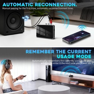 Récepteur et émetteur <span class=keywords><strong>Bluetooth</strong></span> 6.0 compatible, adaptateur sans fil <span class=keywords><strong>Jack</strong></span> 3,5 mm Aux pour musique TV voiture, adaptateur récepteur audio 2 RCA - Product Image 6