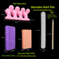 Kit de Pédicure 5 Pièces Violet avec Pierre Ponce, Lime à Ongles en Bois et Séparateurs d'Orteils – Ensemble de Manucure Jetable pour Salon, SPA, Vente en Gros