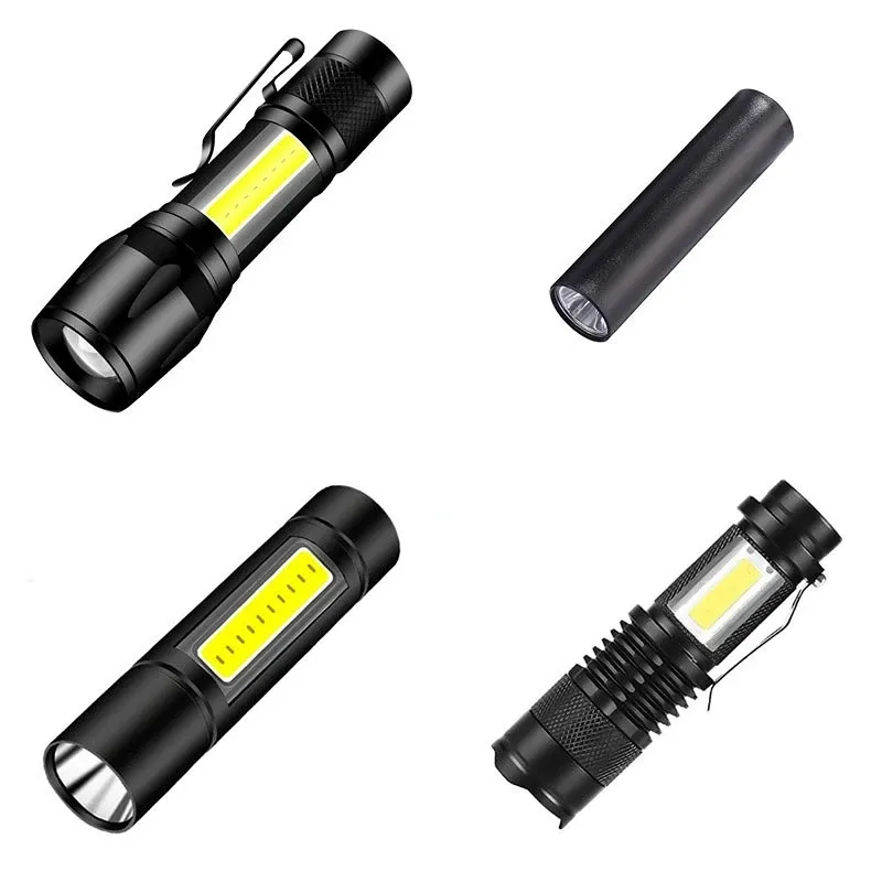 Neue Mini-Taschenlampe Outdoor-Notfall Praktische eingebaute Batterie Taschenlampe LED Teleskop Zoom USB wiederauf ladbare Taschenlampe