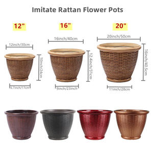 Étagère à <span class=keywords><strong>plantes</strong></span> en <span class=keywords><strong>plastique</strong></span> effet rotin écologique avec trou de drainage, emballage prêt <span class=keywords><strong>pour</strong></span> les programmes de centres de jardinage - Product Image 6