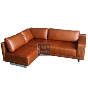 Offre spéciale canapé modulable haut de gamme en forme de L vintage marron en cuir véritable salon canapé d'angle design classique appartement club - Product Image 3