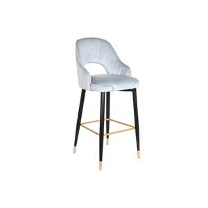 Sgabello in poliestere e metallo 48x53x109 cm Velluto grigio - Product Image 6