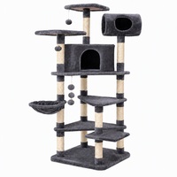 Arbre à chat multi-étages en gros de 165 cm avec tube, niche, hamac et poteau à gratter en sisal pour plusieurs chats