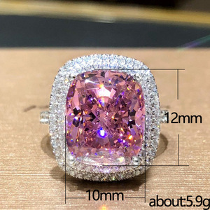Anello con design quadrato rosa, anello classico da donna - Product Image 4