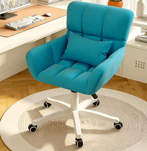 Chaise de bureau ergonomique pivotante, siège de bureau exécutif rembourré avec coussin lombaire, base roulante pour bureau à domicile - Product Image 4