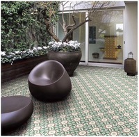 Carreaux de sol en porcelaine, 200x200mm, carreaux en céramique, motif de fleurs vertes, décoration de sol