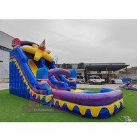 Robuste Eiscreme-Themen-Wasserrutsche mit Sicherheits-Spritzbecken und Interaktivem Spielbereich für Partyvermietungsgeschäfte
