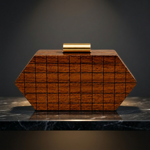 SAFA INTERNATIONAL Caja de pañuelos geométrica moderna de madera, hecha a mano, artesanal natural, contenedor decorativo de Uttar Pradesh - Product Image 1