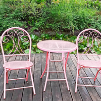 Meubles de patio en métal vintage design, table et chaises pliantes pour l'extérieur, jardin, cour, balcon, ensemble de meubles