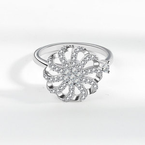 Bagues anti-stress en zircone cubique, bijoux en cuivre plaqué rhodium, flocon de neige rotatif personnalisé, bijoux anti-anxiété pour femmes - Product Image 4