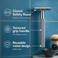 Rasoir de sécurité double face pour hommes, léger, ergonomique, avec poignée texturée pour peaux sensibles, rasage quotidien doux et soin de la peau