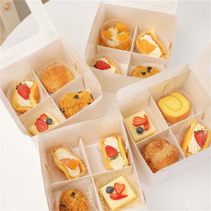 Meilleure vente Boîte d'emballage motif sourire 4/6 carrés pour dessert italien bouffée pour tarte aux fruits Boîte à cupcakes transparente à fond blanc - Product Image 2