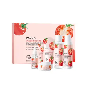 OEM ODM IMAGES Organic Skin Care Tomato Hyaluronic Acid Moisturizing Face Cream Cleanser Face Care Essence Skin Care Set