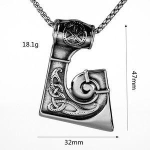Collar con colgante de hacha vikinga de acero inoxidable yunnique para hombre, joyería de estilo vintage, regalo para combinar con ropa - Product Image 5